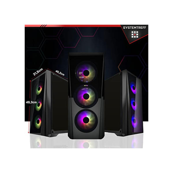 SYSTEMTREFF® Gaming PC AMD Ryzen 7 5800X 8x4.7GHz | AMD Radeon RX 6650 XT DX12 | 512GB M.2 NVMe + 1TB HDD | 16GB DDR4 RAM | WLAN Desktop Computer Rechner für Gamer, Zocker & Streamer