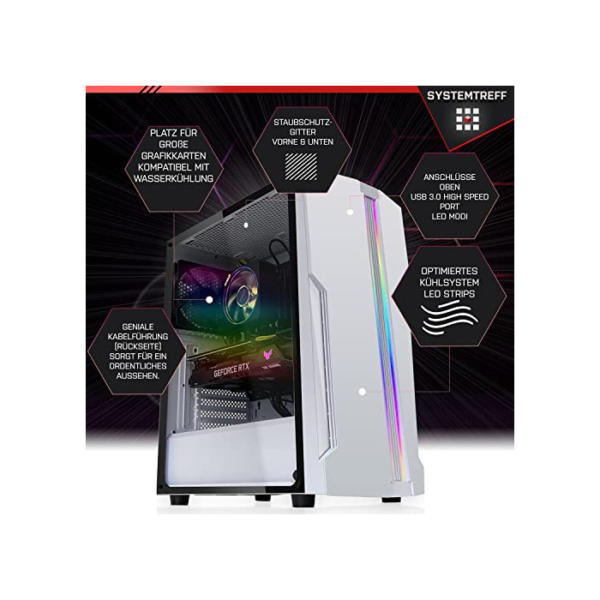 SYSTEMTREFF Gaming PC Intel Core i9-11900KF 8x5.3GHz | Nvidia GeForce RTX 3060Ti 8GB DX12 | 1TB M.2 NVMe + 1TB HDD | 32GB DDR4 RAM | WLAN Desktop Computer Rechner für Gamer, Zocker & Streamer