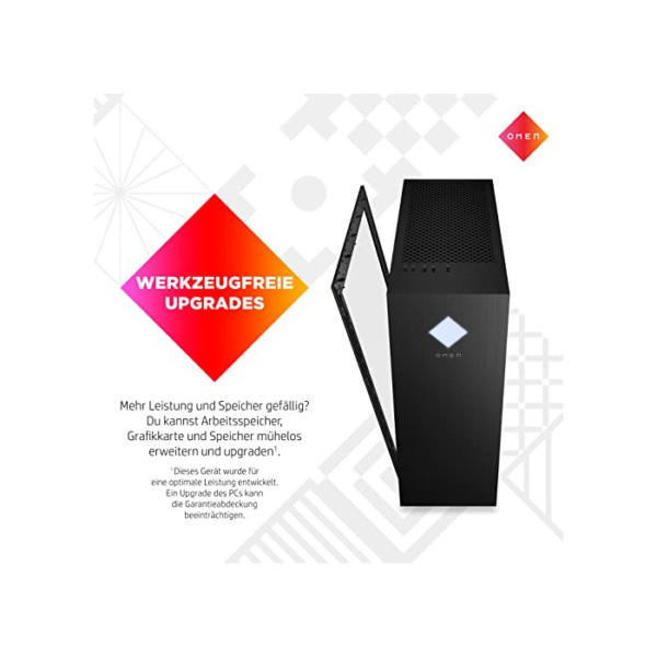 OMEN Gaming PC | Intel Core i7-12700F | 16 GB DDR4 RAM | 512 GB SSD + 1 TB HDD | NVIDIA GeForce RTX 3070 | Windows 11 Home | schwarz | Seitenfenster