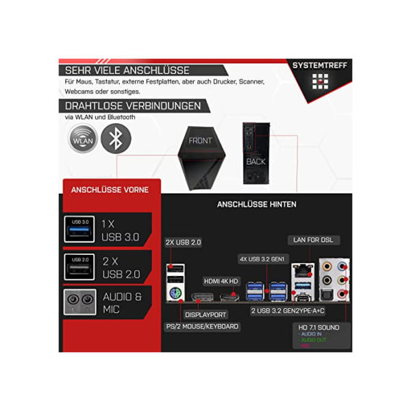 SYSTEMTREFF® Gaming PC AMD Ryzen 9 5900X 12x4.8GHz | Nvidia GeForce RTX 3060 12 GB DX12 | 1TB M.2 NVMe + 1TB HDD | 32GB DDR4 RAM | WLAN Desktop Computer Rechner für Gamer, Zocker & Streamer