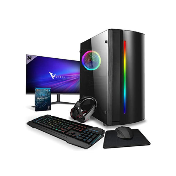 Vibox VI-36 Gaming PC - 22 Zoll Set Komplett - AMD Ryzen 3200GE 4GHz - Radeon Vega 8s - 8GB RAM - 480GB SSD - Windows 11 - WiFi 480GB SSD | 8GB RAM | W11 VTX-1 Komplett PC Set