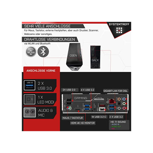 SYSTEMTREFF High-End Gaming PC AMD Ryzen 9 5950X 16x4.9GHz | Nvidia GeForce RTX 4090 24GB DX12 | 1TB M.2 NVMe + 2TB HDD | 32GB DDR4 RAM | WLAN Desktop Computer Rechner für Gamer, Zocker & Streamer