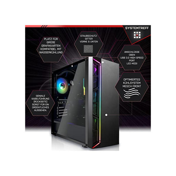 SYSTEMTREFF® Basic Gaming PC AMD Ryzen 5 PRO 4650G 6x4.3GHz | AMD RX Vega 7 4K HDMI DX12 | 512GB M.2 NVMe + 1TB HDD | 8GB DDR4 RAM | WLAN Desktop Computer Rechner für Gamer, Zocker