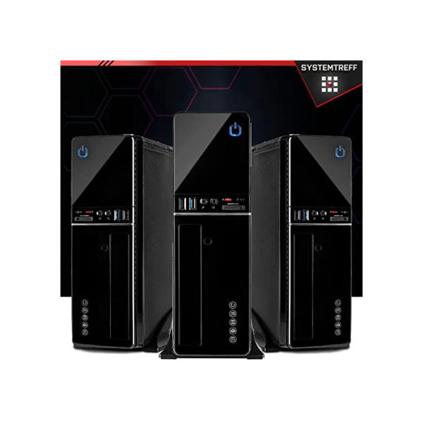 SYSTEMTREFF® Mini Office PC AMD Ryzen 5 PRO 4650G 6x4.3GHz | AMD RX Vega 7 4K HDMI DX12 | 256GB M.2 NVMe + 1TB HDD | 8GB DDR4 RAM | WLAN Silent Desktop Computer Rechner für Büro Business Multimedia