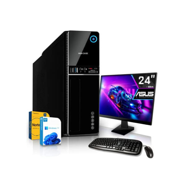 SYSTEMTREFF® Office Komplett PC Set AMD Ryzen 5 PRO 4650G 6x4.3GHz | AMD RX Vega 7 4K | 256GB M.2 NVMe + 500GB HDD | 8GB DDR4 RAM | Silent Desktop Paket Computer Rechner für Büro Business Multimedia