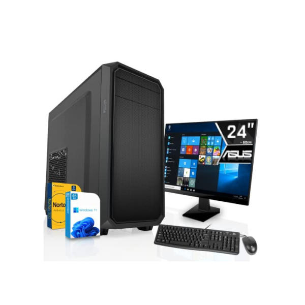SYSTEMTREFF Office Komplett PC Set AMD Ryzen 7 5700G 8x4.6GHz | AMD Radeon RX Vega 8 4K | 512GB M.2 NVMe + 1TB HDD | 16GB DDR4 RAM | Silent Desktop Paket Computer Rechner für Büro Business Multimedia