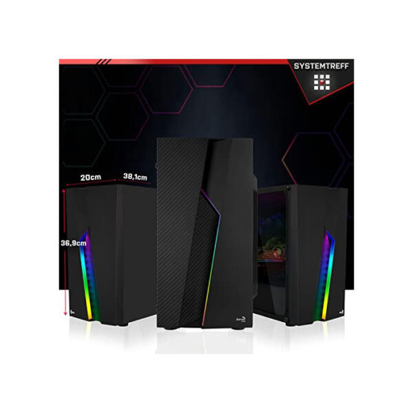 SYSTEMTREFF Basic Gaming PC AMD Ryzen 7 5700G 8x4.6GHz | AMD Radeon RX Vega 8 4K HDMI DX12 | 512GB M.2 NVMe + 2TB HDD | 16GB DDR4 RAM | WLAN Desktop Computer Rechner für Gamer, Zocker