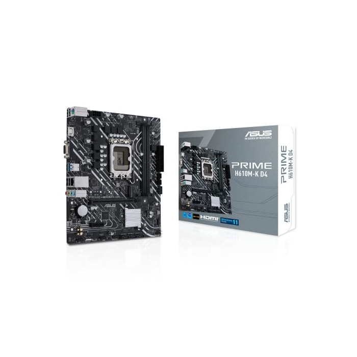 ASUS PRIME H610M-K D4 Gaming Mainboard Sockel Intel LGA 1700 (Intel H610, mATX, DDR4 Speicher, PCIe 4.0, M.2, COM Header, RGB Header)
