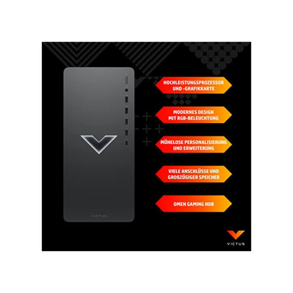 HP Victus Gaming Desktop PC 15L | Intel Core i7-13700F | 16GB DDR4 RAM | 1TB HDD + 512GB SSD | NVIDIA GeForce RTX 3060 (12GB GDDR6) | Windows 11 | Mica Silver | 25GB Dropbox-Speicher für 12 Monate