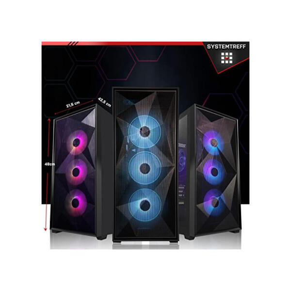 SYSTEMTREFF Gaming Komplett PC Set Intel Core i9-12900K 16x5.2GHz | Nvidia GeForce RTX 4090 24GB DX12 | 2TB M.2 NVMe + 2TB HDD | 32GB DDR5 RAM | WLAN Desktop Paket Computer für Gamer, Gaming