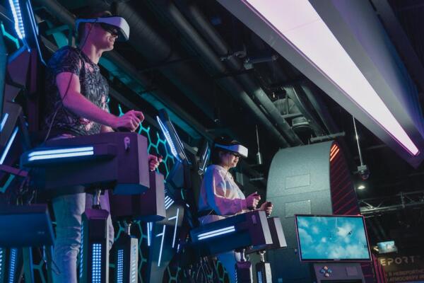 people playing games with a vr headset