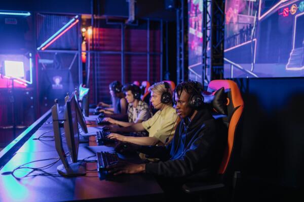 a group of friends gaming together