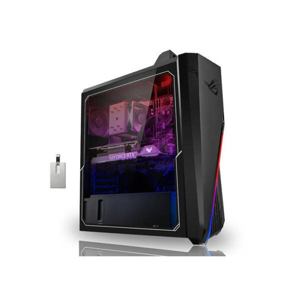 ASUS 2022 ROG Gaming Desktop, Intel Core i7-12700F Prozessor, 64GB DDR4 RAM, 4TB PCIe SSD + 4TB HDD, NVIDIA GeForce RTX 3060 12G DDR6, Win 11 Pro, schwarz, 32GB Snowbell USB Karte 64GB RAM | 4TB PCIe SSD + 4TB HDD