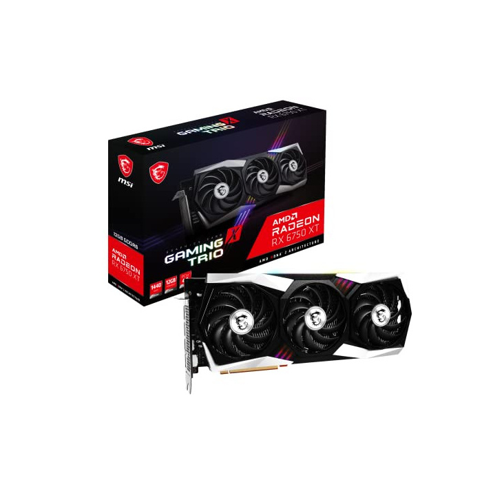 MSI Radeon RX 6750 XT GAMING X TRIO 12G Grafikkarte - AMD RX 6750 XT, GPU 2554/2623 MHz, 12000MB DDR6 Speicher, Memory Speed 18000 MHz, Memory Bus 192bit