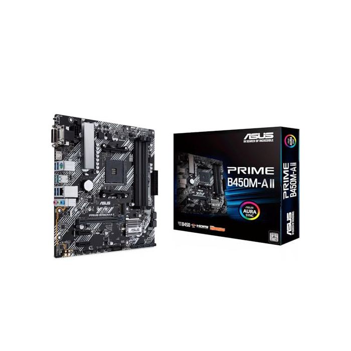 Asus Prime B450M-A II Mainboard Sockel AM4 (mATX, AMD Ryzen, DDR4-Speicher, M.2, SATA 6Gbit/s, USB 3.1 Gen 2 Typ-A. Aura Sync)