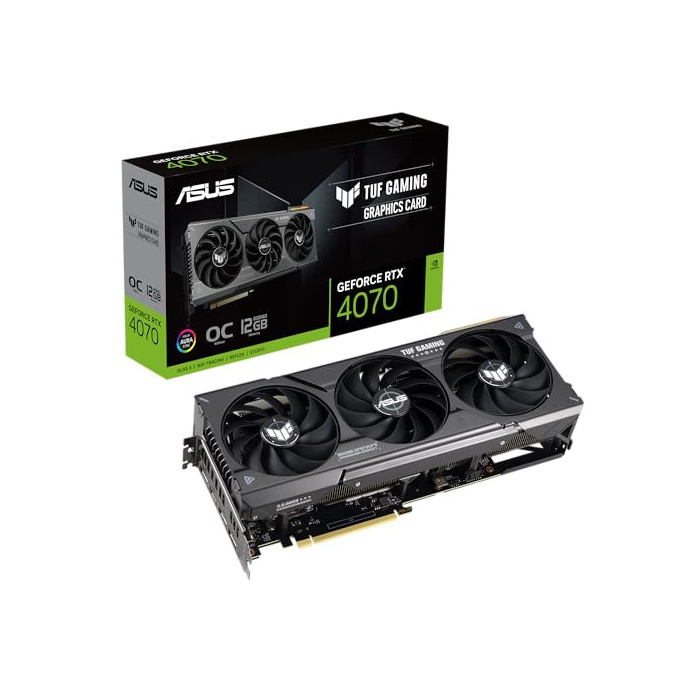 ASUS TUF Gaming GeForce RTX 4070 12GB GDDR6X OC Edition Gaming Grafikkarte (NVIDIA GeForce RTX4070 DLSS 3, PCIe 4.0, 1x HDMI 2.1, 3X DisplayPort 1.4a, TUF-RTX4070-O12G-GAMING)