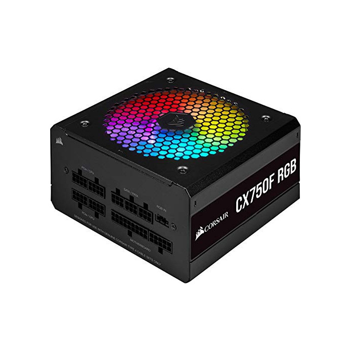 Corsair CX750F RGB, 80 PLUS Bronze Vollständig Modulares ATX-Netzteil (80 PLUS Bronze-Zertifizierte, 120-mm-RGB-Lüfter, Optimiert für Leisen Betrieb, 105 °C Kondensatoren, Kompaktes Gehäuse), Schwarz