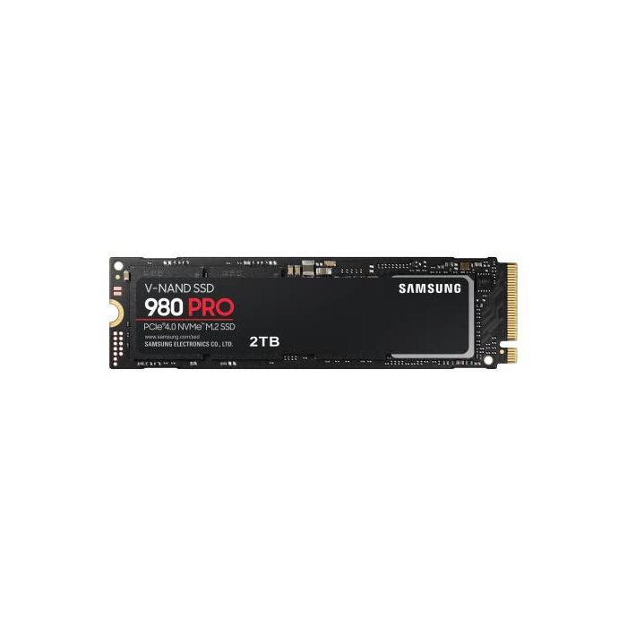 Samsung 980 PRO NVMe M.2 SSD, 2 TB, PCIe 4.0, 7.000 MB/s Lesen, 5.000 MB/s Schreiben, Interne SSD für Gaming und Videobearbeitung, MZ-V8P2T0BW