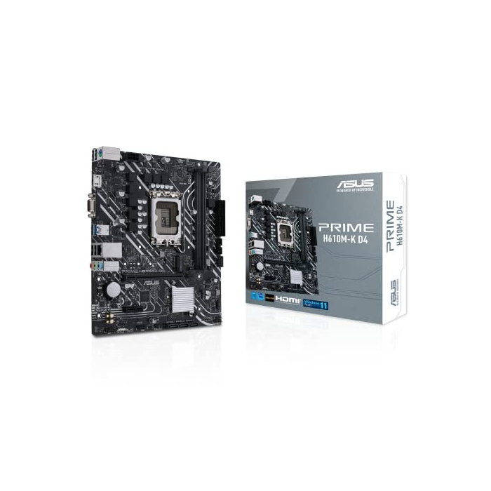 ASUS Prime H610M-K D4 Gaming Mainboard Sockel Intel LGA 1700 (Intel H610, mATX, DDR4 Speicher, PCIe 4.0, M.2, COM Header, RGB Header)
