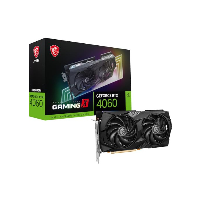 MSI GeForce RTX 4060 Gaming X 8G Grafikkarte - NVIDIA RTX 4060, 8 GB GDDR6 Speicher, 17 Gbps, PCIe 4.0, Twin Frozr 9, RGB, DLSS3